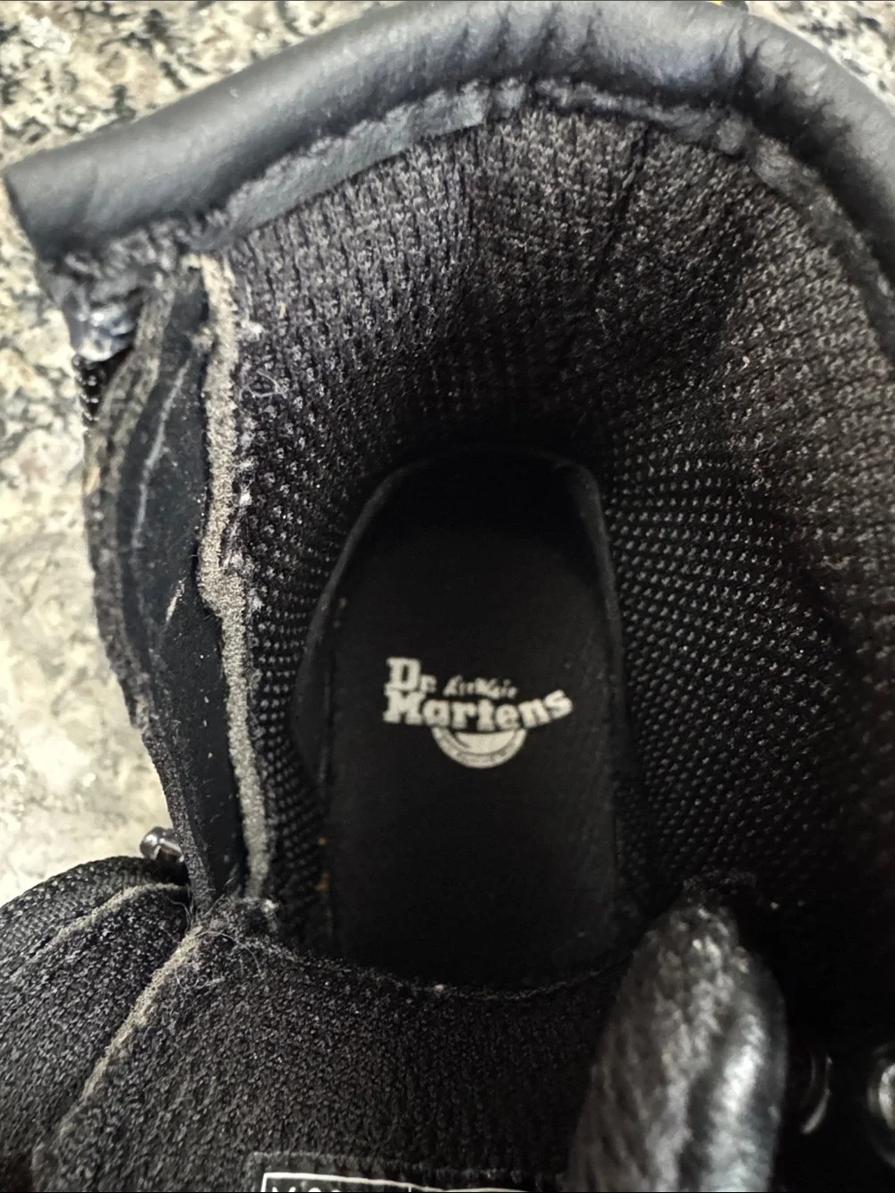 Dr. Martens Black Leather Lace-Up Boots with Yellow Accents EUC 7 toddler